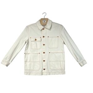 SLVRLAKE Worker Jacket Ecru Denim Chore Coat Women's M Made in‎ USA